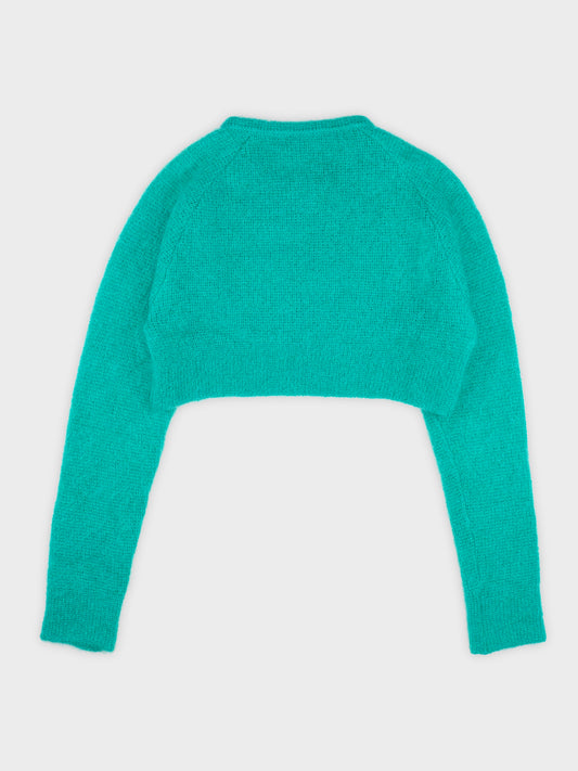 Gosha Rubchinskiy - S/S 2013 - cropped mohair shoulder zip sweater (green)