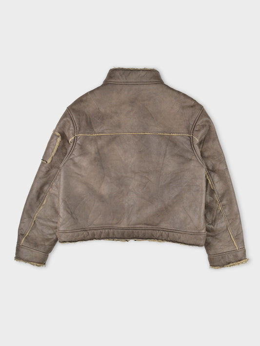 Gosha Rubchinskiy - A/W 2016 - faux leather shearling jacket (brown) - size L