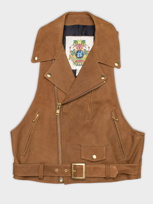 PHENOMENON - S/S 2010 - buffalo leather biker vest - size M