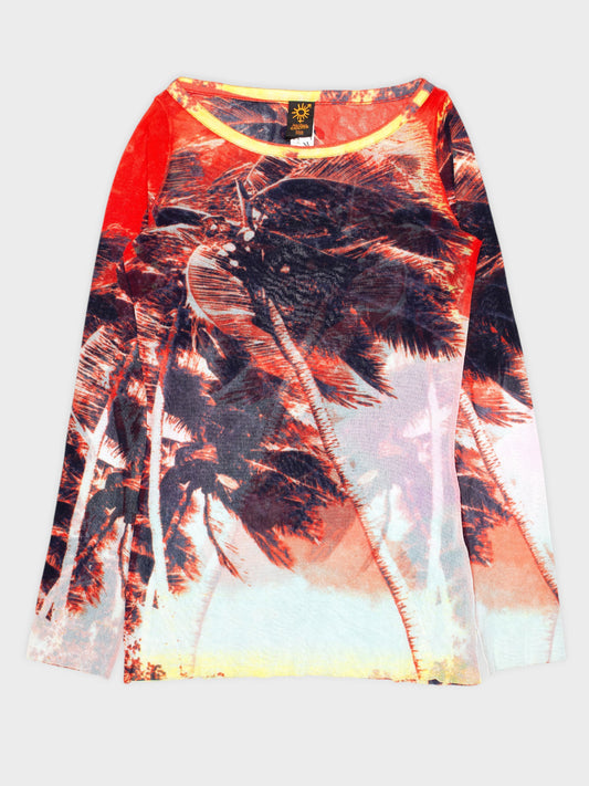 Jean Paul Gaultier Soleil - (vintage) - tropical palm trees mesh top - size M