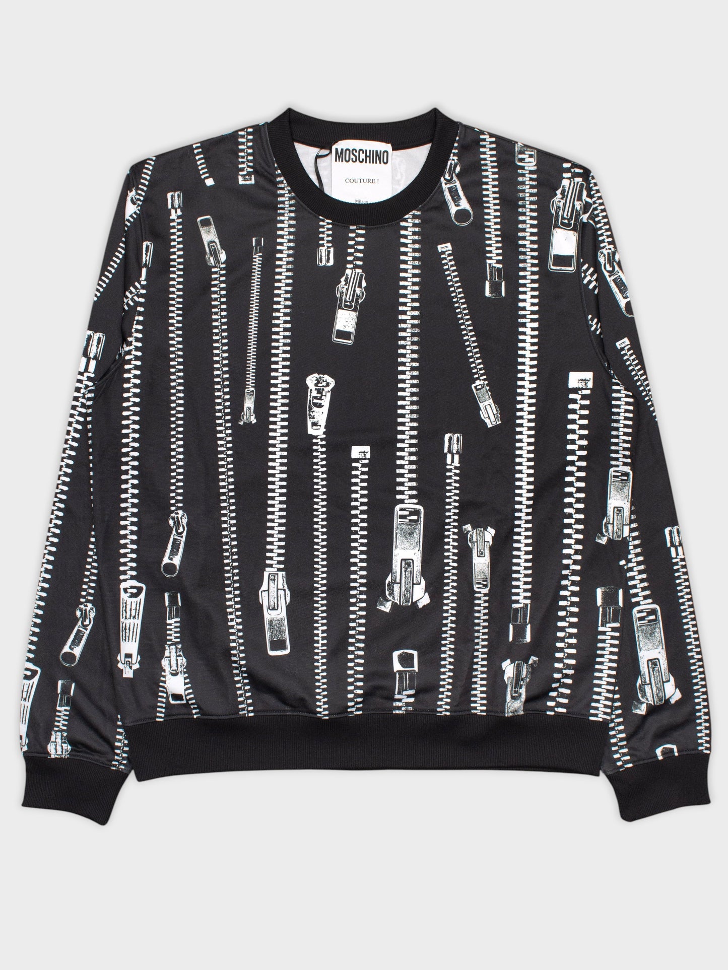 Moschino - S/S 2020 - trompe l'oeil zippers crewneck - men's size 52
