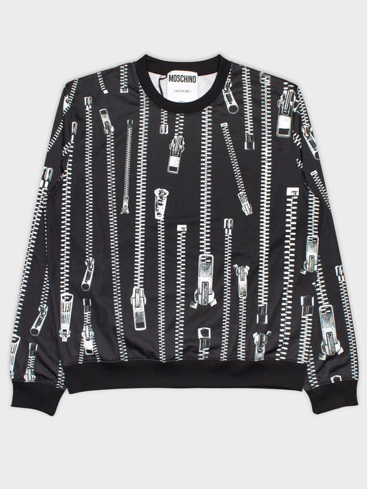 Moschino - S/S 2020 - trompe l'oeil zippers crewneck - men's size 52