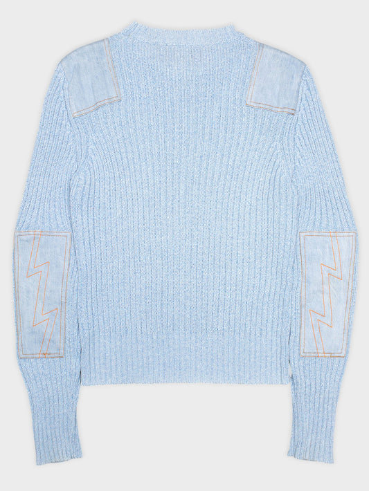 Wild & Lethal Jeans - (vintage) - baby blue cotton military sweater - men's size S