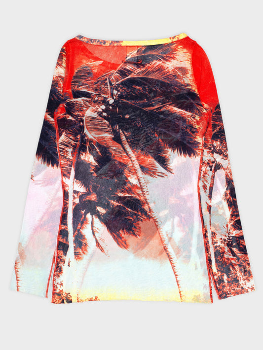 Jean Paul Gaultier Soleil - (vintage) - tropical palm trees mesh top - size M