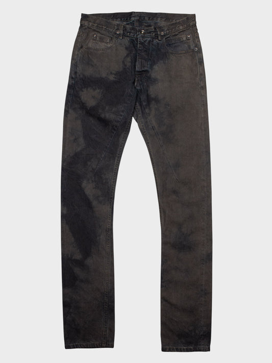 Rick Owens DRKSHDW - S/S 2015 - Detroit cut bleached skinny fit jeans (Batik Dark Dust) - size 29