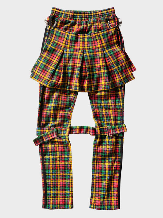 adidas Originals by Jeremy Scott - S/S 2011 - plaid bondage track pants - size XS