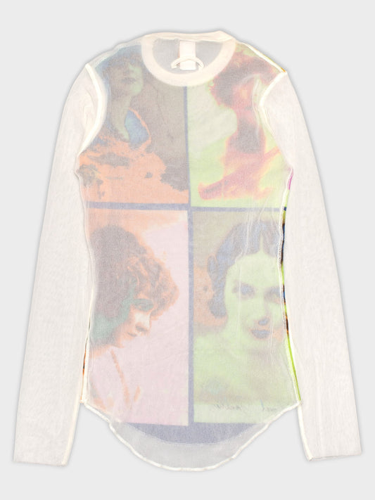 Jean Paul Gaultier Soleil - S/S 2002 - portrait mesh top - size S