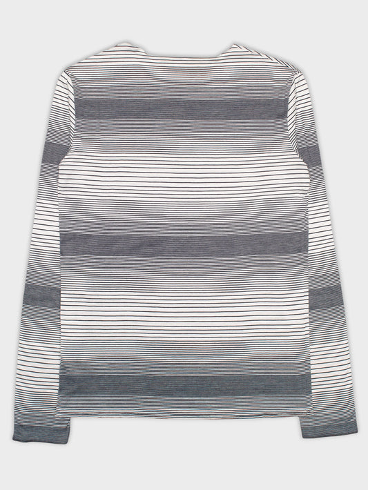 Raf Simons - S/S 2002 - "We Believe" double layer striped long-sleeve t-shirt - size 48