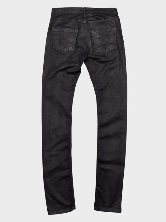 Rick Owens DRKSHDW - S/S 2014 - Detroit cut waxed skinny fit jeans (Black Mineral) - size 29