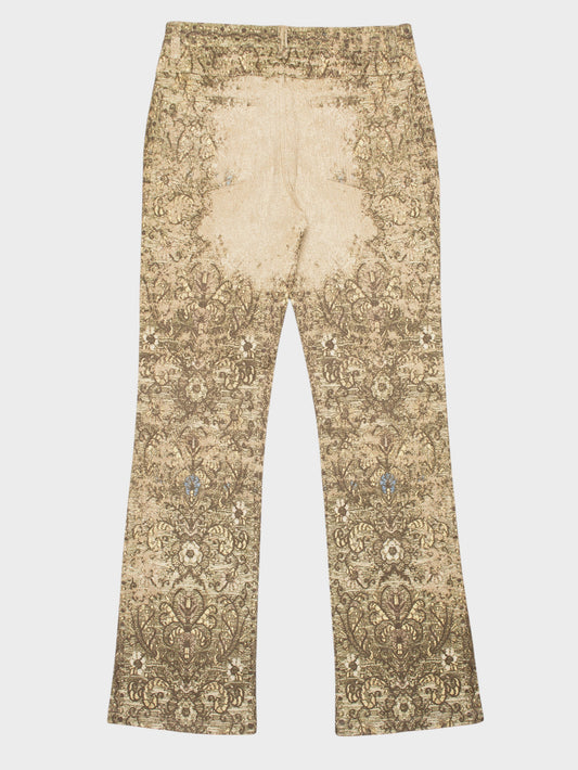 Roberto Cavalli - A/W 2002 - baroque tapestry print flared jeans - women's size S