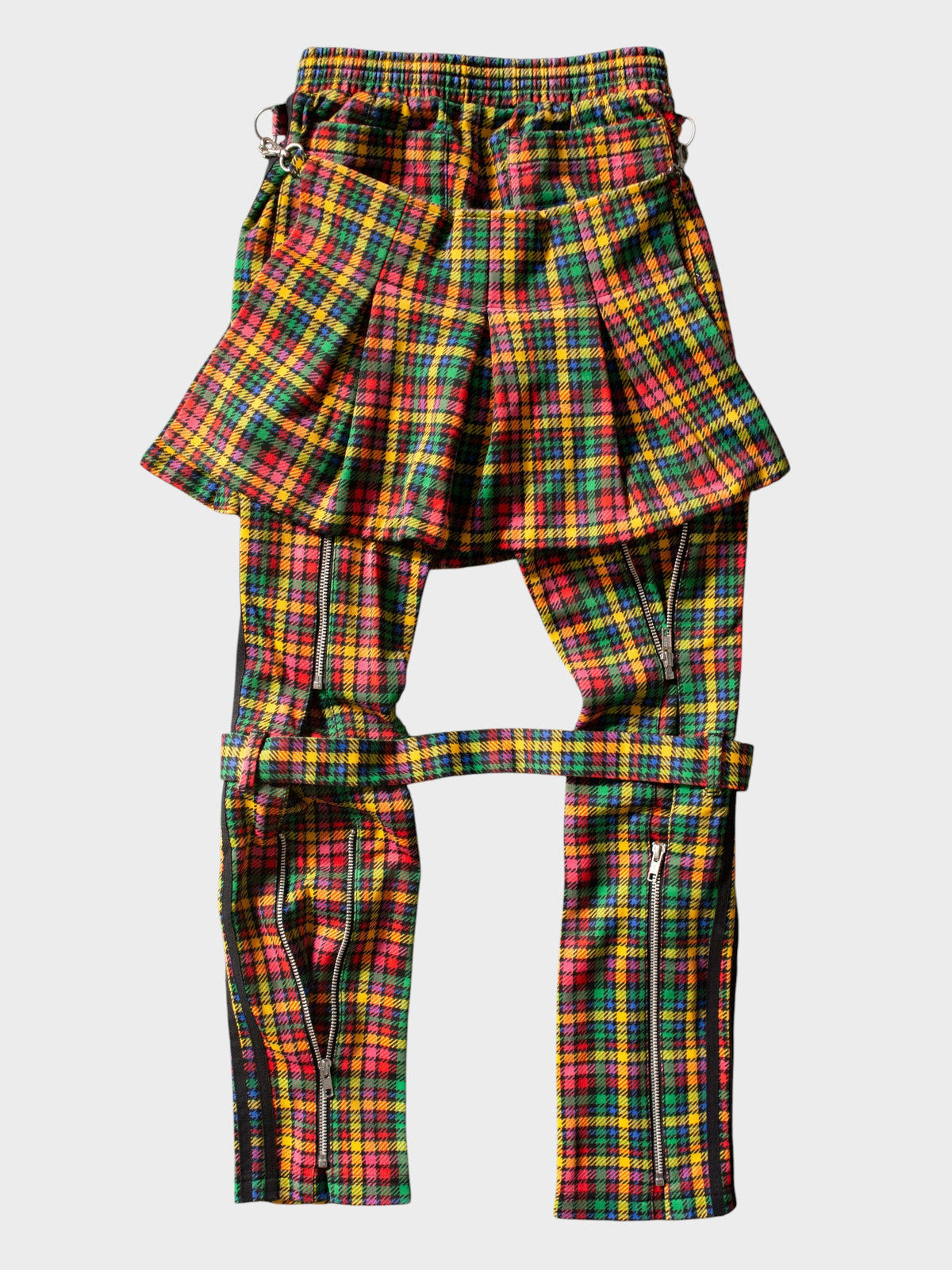 adidas Originals by Jeremy Scott - S/S 2011 - plaid bondage track pants - size XS