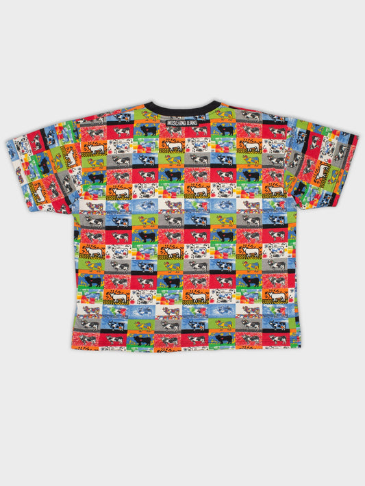 Moschino Jeans - 1990's - men's cows print t-shirt